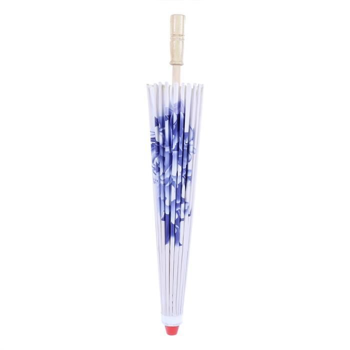 Parapluie Chinois Élégant Hakeeta - Ombrelle En Papier Huilé Fait Main, Manche Bois, Coupe-Vent Pour Décoration Asiatique, Danse Et Mariage (Bleu/Rose)