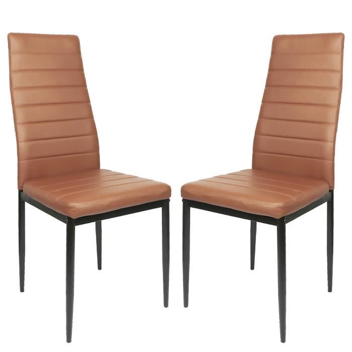 lot de 2 chaises de cuisine romane marrons - pliantes - en tissu