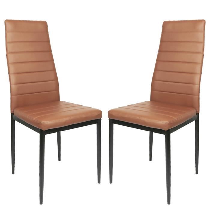 Lot de 2 chaises de cuisine Romane marrons - pliantes - en tissu