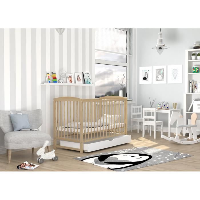 Lit Bebe Ada 60 X 1 Couleur Pin Livre Avec Le Tiroir Sommier Et Le Matelas En Mousse Cdiscount Puericulture Eveil Bebe