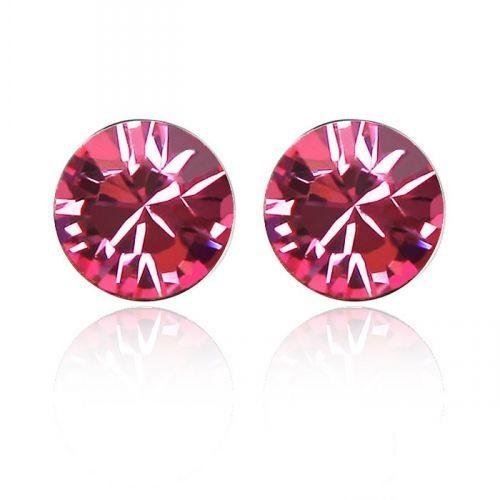 Boucles D'oreilles Puces Cristal Rose Argent Massif 925 - Neuf étiqueté