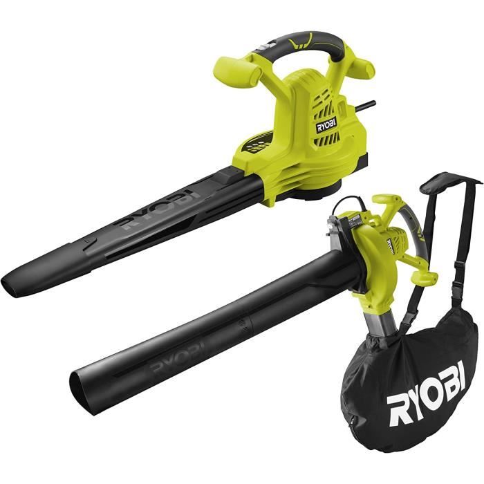 Souffleur Aspiro-Broyeur RYOBI 2800W - 345 Km/h - Sac 45L - Harnais Inclus - RBV2800CSV