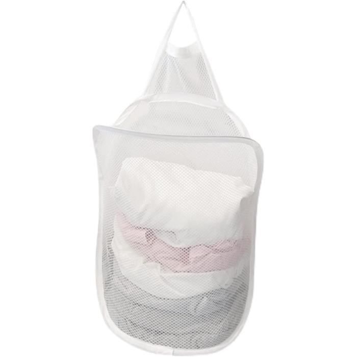Sac à Linge Sale Suspendu - Tissu Oxford Gris, 77x50 Cm, Imperméable, Avec Poches Et Attaches, Pour Porte Ou Placard