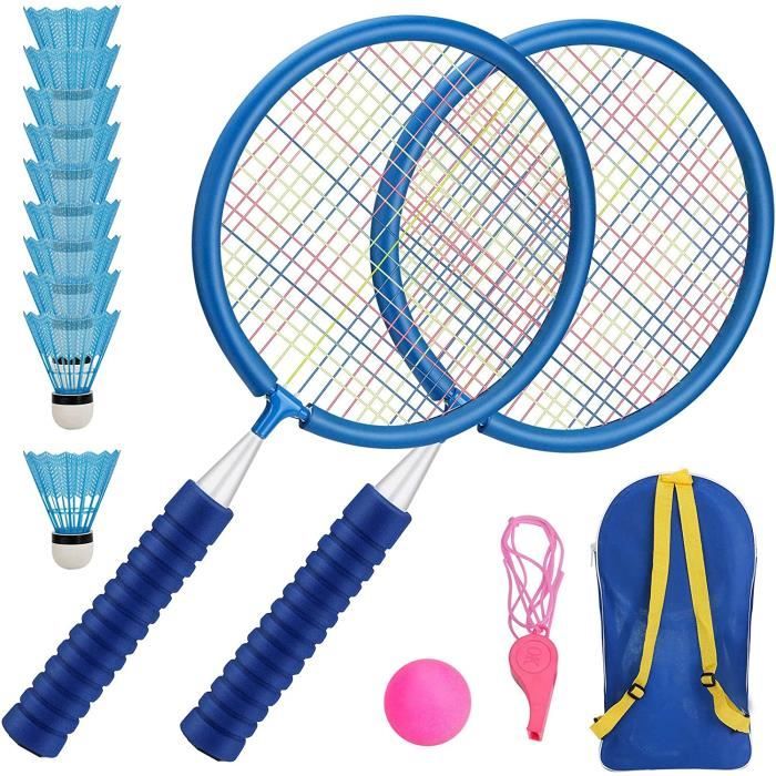 Set Raquettes Tennis/badminton Pour Enfants - 2 Raquettes, 4 Balles Mousse, 6 Volants, Sac, Pour Intérieur/extérieur - 5