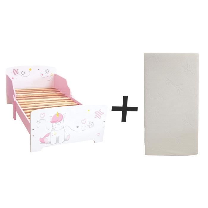 Lit Licorne - FUN HOUSE - 140 x 70 cm - Sommier et Matelas Inclus - Multicolore - Enfant Lit Licorne - FUN HOUSE - 140 x 70 cm - Sommier et Matelas Inclus - Multicolore - Enfant