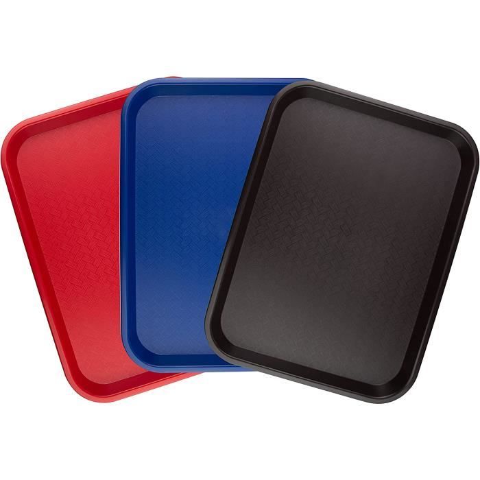 Lot De 4 Plateaux De Service Rectangulaires En Plastique PP - 24x17x1,7 Cm - Couleurs Vives (rose, Bleu, Violet, Vert) - Usage Pro Ou Maison
