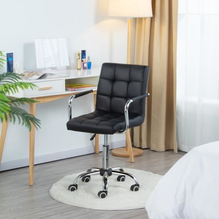 Yaheetech Chaise de Bureau Ergonomique Hauteur Réglable Fauteuil de Bureau  en Similicuir avec Accoudoirs Rembourré avec roulettes Pivotantes pour  Chambre Blanc : : Cuisine et Maison