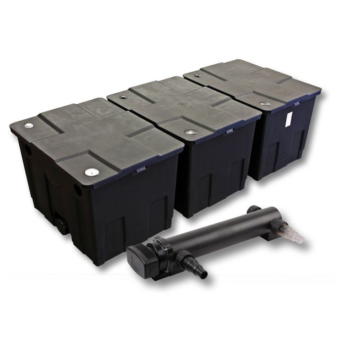 SunSun Kit complet: CBF-350C Filtre de bassin jusquà 90000 L Biologique CUV-336 lampe uv UVC Clarificateur avec 36 Watt Puissance