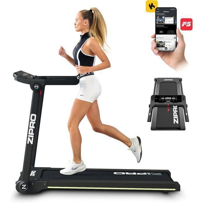 Tapis de Course Pliable ZIPRO Pacto pour la Maison Vitesse de 1 à 16 km/h Écran LED Haut-parleurs Bluetooth