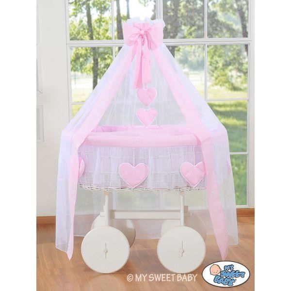 Berceau Bebe Osier Blanc Complet Textile Rose Avec Cdiscount Puericulture Eveil Bebe