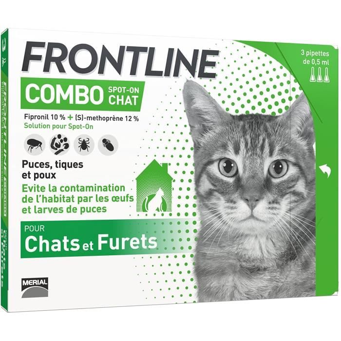 Comparer les prix de FRONTLINE Combo Chat - Anti-puces et anti-tiques pour chat - 3 pipettes