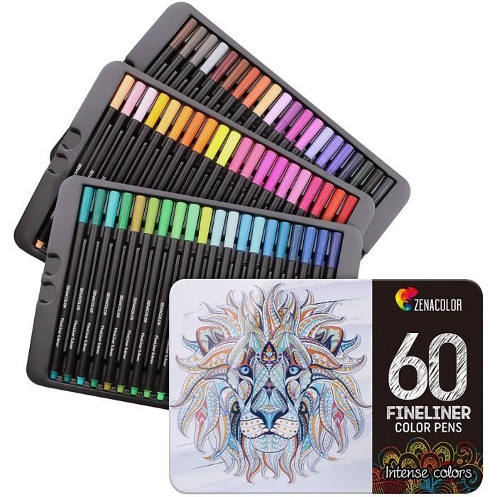 60 Feutres Coloriage Pointe Fine - 60 Couleurs Uniques - Stylo Feutre  Coloriage 0.4mm - Idéal pour Mandala adulte, Coloriage Adulte, - Cdiscount  Beaux-Arts et Loisirs créatifs