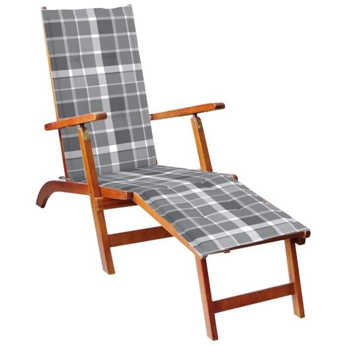 Shop}1639Luxueux Chaise de terrasse avec repose-pied Confortable & Chic - Bain de Soleil Chaise longue Transat et coussin Acacia sol