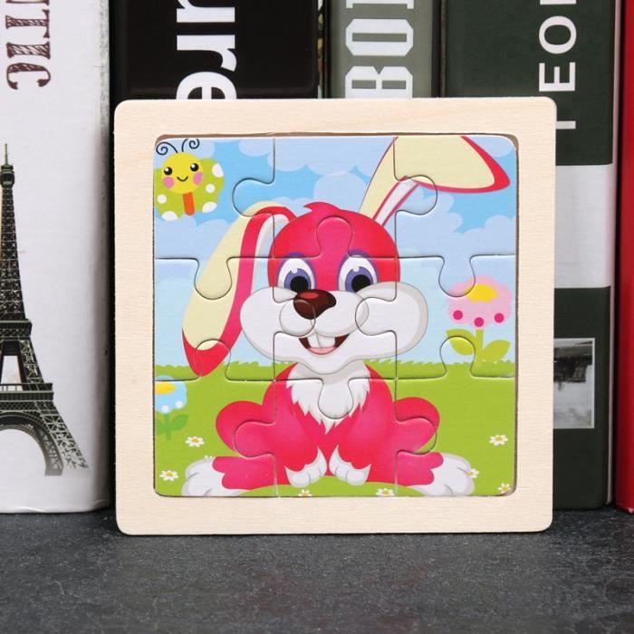 Animal Puzzle Board Jouet Éducatif 3D Puzzle en Bois Lapin pour