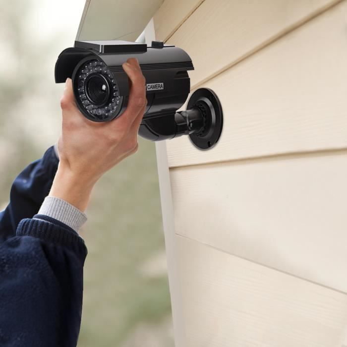 Camera Factice Exterieur Solaire 2 Fausses Caméras De Sécurité Factices Avec LED Clignotante - Dôme Intérieur/extérieur - Installation Facile Fausse Camera Exterieur
