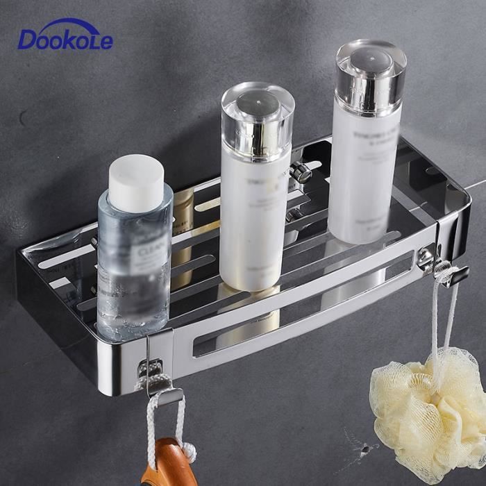 SUS304 Etagere Douche à Suspendre, Acier Inoxydable Etagère De Douche Avec Crochets Etagere De Douche Suspendue En Verre Pour Salle De Douche Nickel 97072749