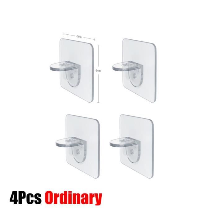 4 Pinces Auto-adhésives Pour Tringle à Rideau - Support Transparent Sans Perçage - Pour Salle De Bain, Maison, Carrelage - 11