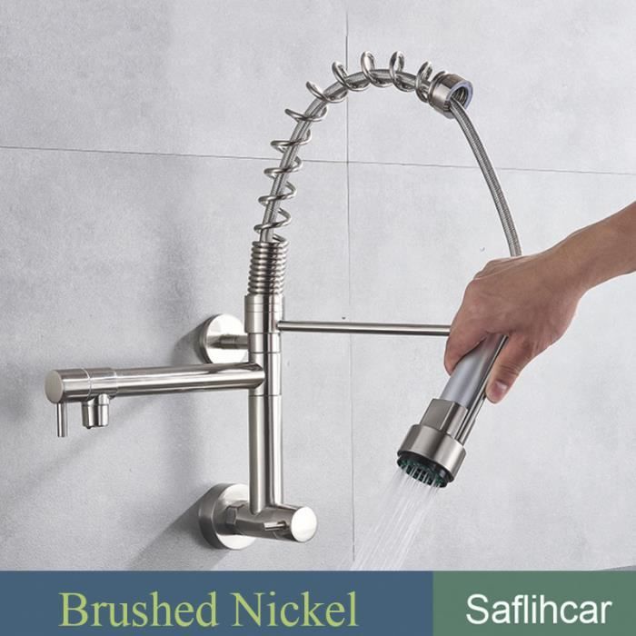 Robinet De Cuisine Extractible Torak – Laiton Brossé Sans Tache / Noir Mat, Neuf