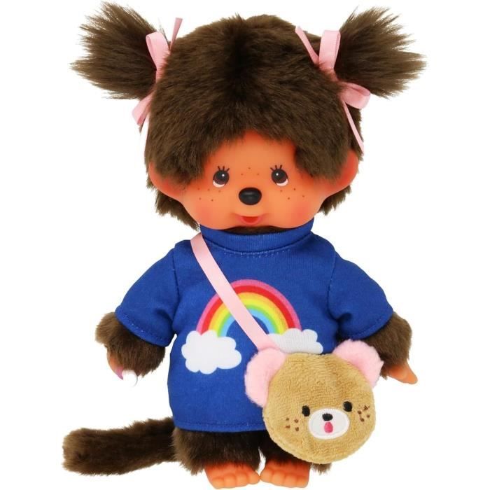 Bandai - Peluche Monchhichi kawai bandoulière - 20 cm