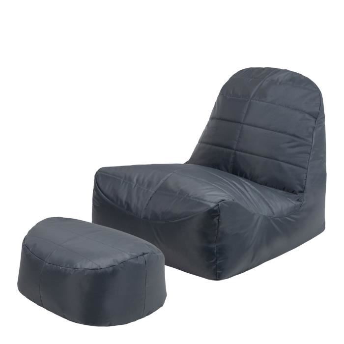 pouf fauteuil et repose-pieds vista -  veeva - résistant à l’eau - gris anthracite