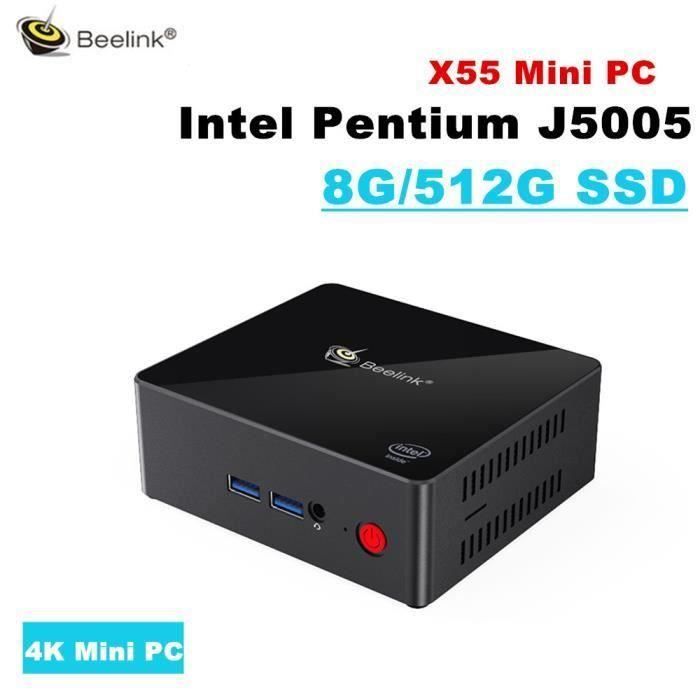  Ordinateur de bureau Beelink Gemini X55 Windows 10 Mini PC 8Go RAM+512Go SSD Intel GEMINI LAKE Pentium J5005/ Intel UHD Graphics 605/4 X USB3.0 /2 X HDMI pas cher