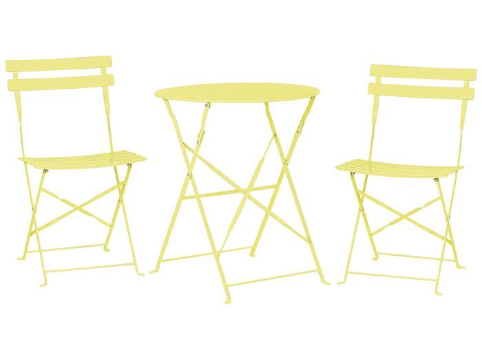 Salon de jardin bistrot table et 2 chaises en acier vert citron FIORI Salon de jardin bistrot table et 2 chaises en acier vert citron FIORI
