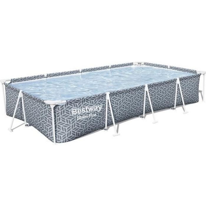 Piscine hors sol tubulaire BESTWAY - Steel Pro™ - 366 x 201 x 66 cm - Rectangulaire - décor graphiqu