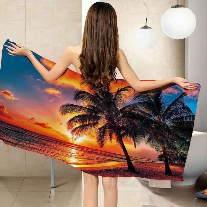 3D Imprimé Microfibre Doux Drap De Bain Absorption Sans Sable Séchage