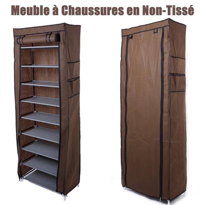 LEYSHOP Meuble à Chaussures en Tissu non Tissé Anti-Poussière avec 10 Niveaux de Rangement Armoire à chaussures Indépendante