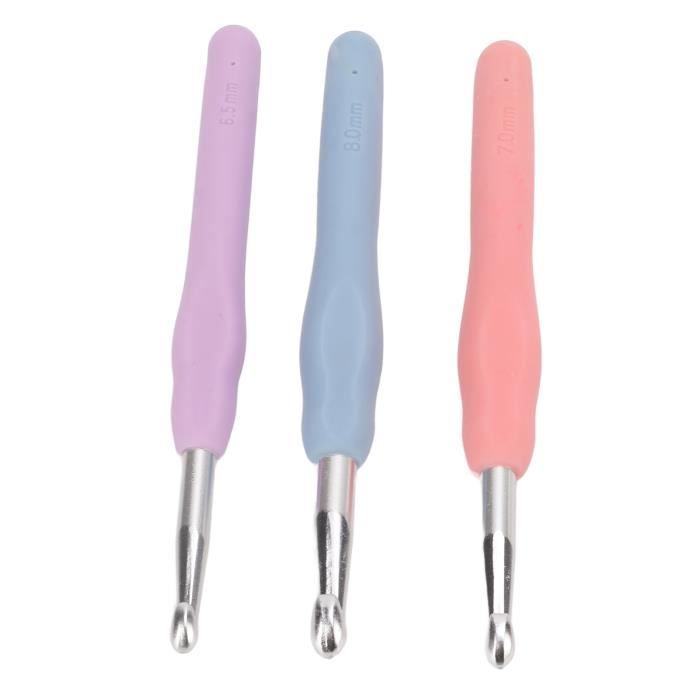 Crochets à Tricoter En Aluminium - Lot De 4 Tailles (3mm, 4mm, 6mm, 8mm) - Poignée Ergonomique - Pour Débutants Et Pro