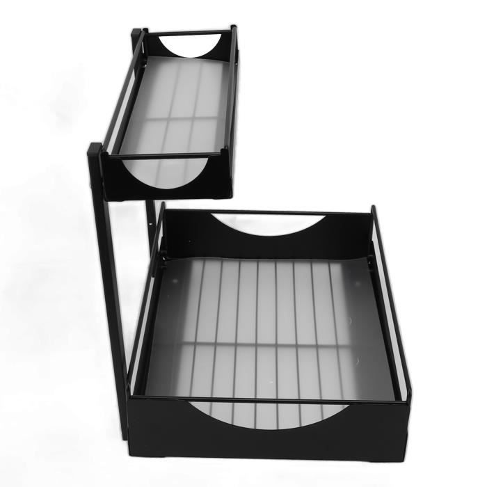 Rangement Sous évier à 2 Niveaux Coulissant - Métal Blanc - Réglable En Hauteur - Pour Cuisine Ou Salle De Bain - 11