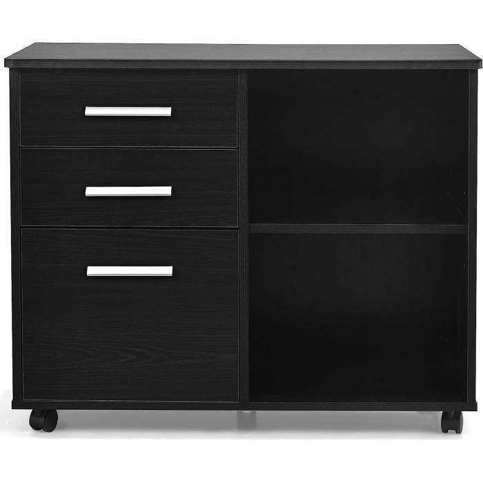 Caisson Bureau 3 Tiroirs WOLTU - Roulettes Avec Freins - 80x39,5x69,5cm Blanc - Rangement Documents