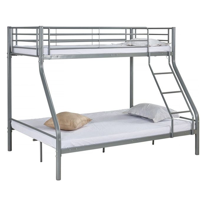 Lit superposé en métal Leo Sommiers inclus - 90/140 x 190 cm - Gris Lit superposé en métal Leo Sommiers inclus - 90/140 x 190 cm - Gris