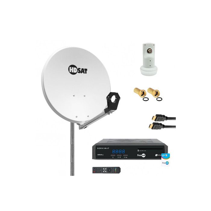Parabole Satellite Aluminium Blanche 60cm avec Support LNB 0.1dB idéal