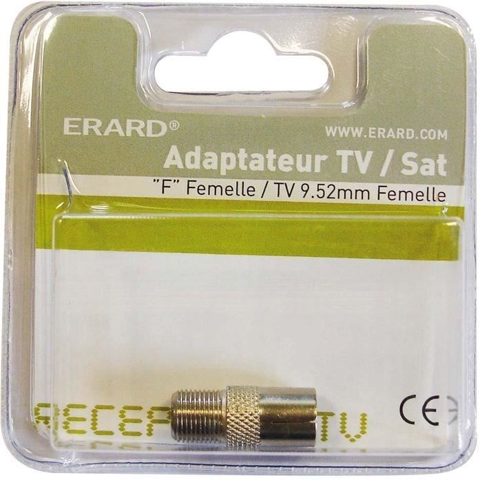 ERARD CONNECT - Adaptateur fiche satellite femelle/ TV femelle 9.52mm s/cart
