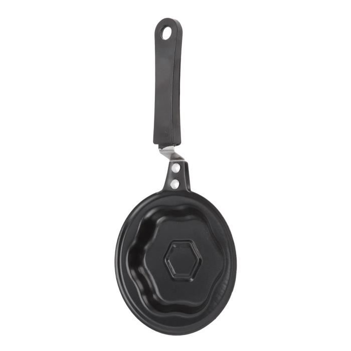 Portable Mini Poêle Oeuf Poché Omelette Pot Pur Fer Revêtement Ménage Petite Cuisinière Noir 12 CM