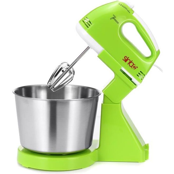 Robot De Cuisine Mélangeur 7 Vitesses - Bol Inox 1,7L - Pétrissage Pâte Pain Gâteau - Accessoires Inclus