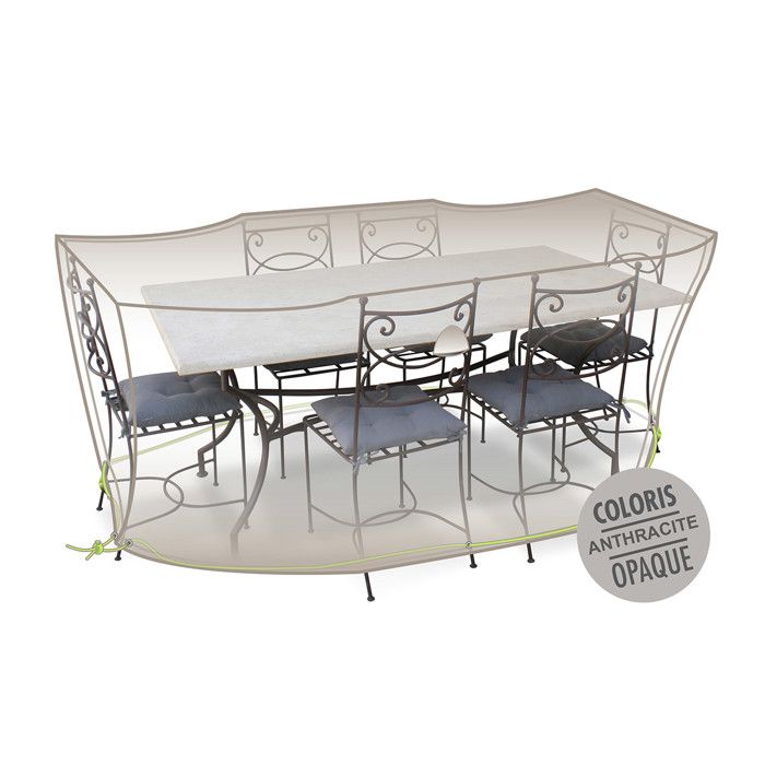 Housse de protection Cover Air pour table rectangulaire + 8 chaises - 240 x 130 x 70 cm - Jardiline Housse de protection Cover Air pour table rectangulaire + 8 chaises - 240 x 130 x 70 cm - Jardiline