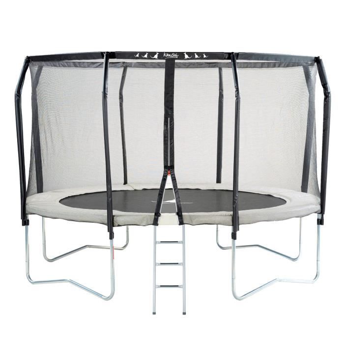 Trampoline KANGUI Maxi Eco 360 cm gris avec filet echelle et housse | Leroy Merlin