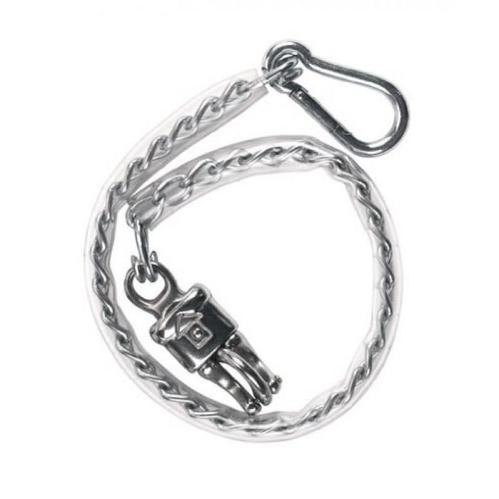 Chaîne d'attache recouverte de plastique avec mousqueton anti-panique et mousqueton 50 cm - KERBL 321414