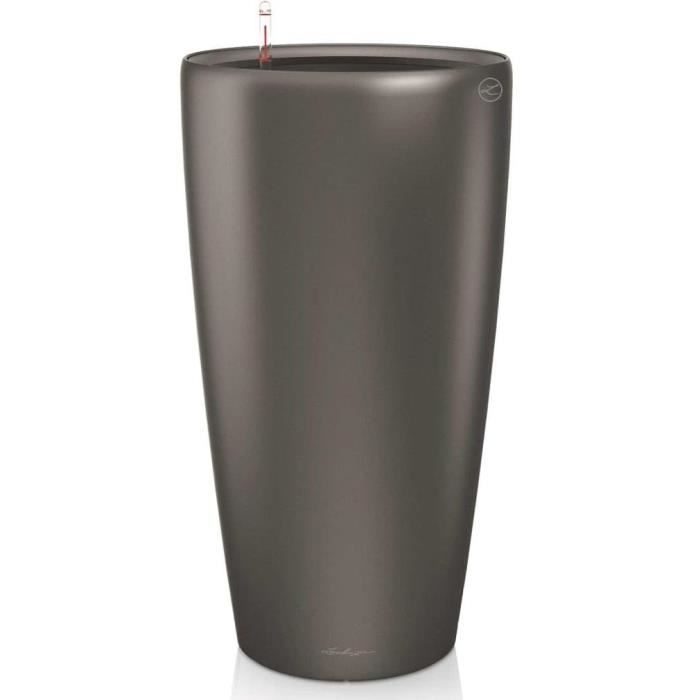 Pot de fleur LECHUZA Rondo Premium 40 - kit complet, anthracite métallisé