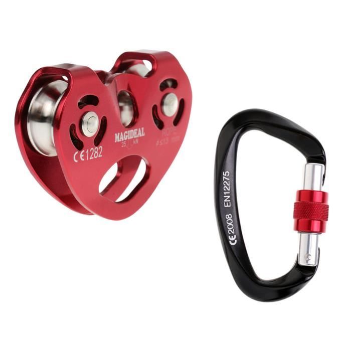 Poulie Double Axe Yanmeer 30 KN – Aluminium, Pour Corde 13 Mm/câble 12 Mm, Escalade, Spéléo, Sauvetage