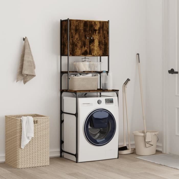 Mothinessto-Armoire de machine à laver chêne fumé 68x485x194 cm