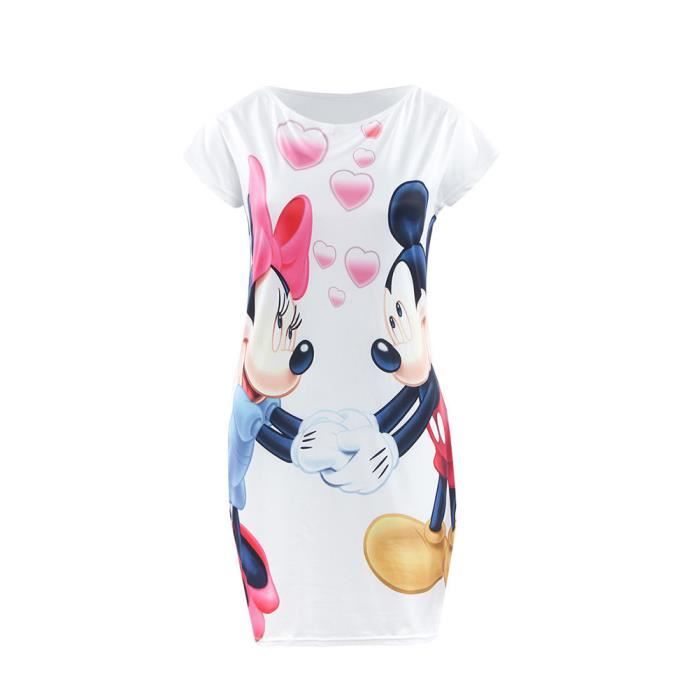 Femme Mode Mignon Mickey Mouse Robe Slim Robe Blanc Cdiscount Prêtà