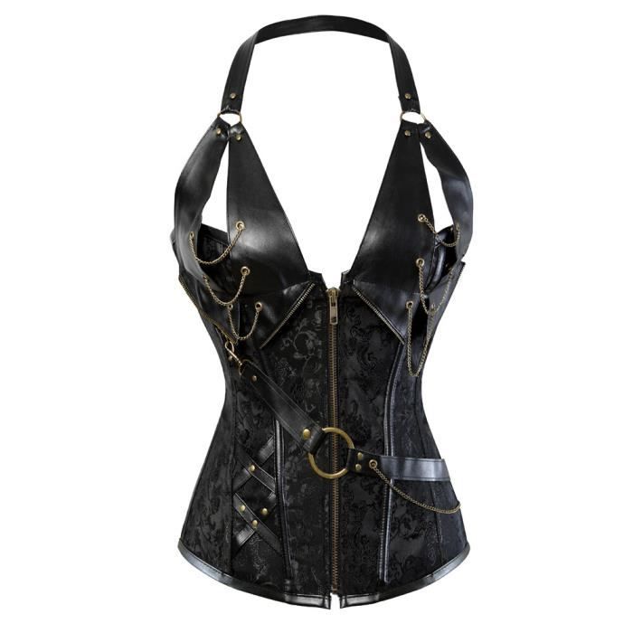 Jupe Steampunk Noire Avec Corset Rouge - Dentelle Et Satin - Taille M - Neuf Avec étiquettes