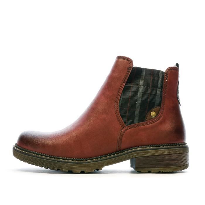 Bottines Femme Rouge RELIFE Getlast Zip Moyenne Carre Cdiscount Chaussures