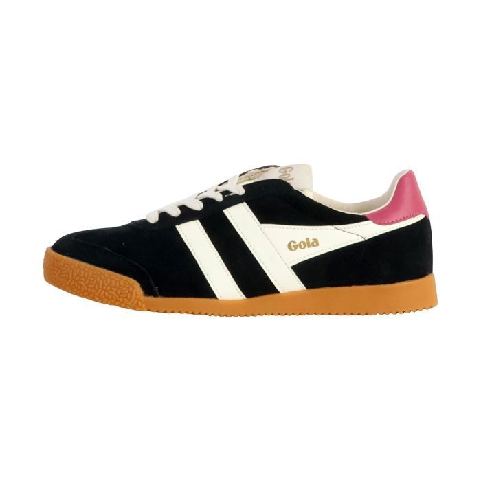 Gola Basket Basse Cuir Gola Elan - Noir Blanc Cassé Fuschia