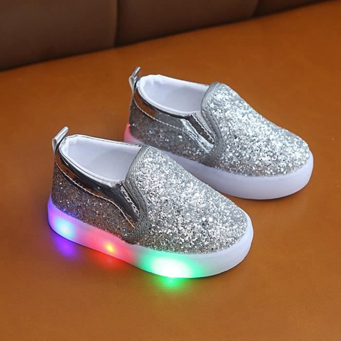 Chaussures Montantes Filles Étoiles Lumineuses - Taille 4 - Cuir Synthétique - Pour Enfant