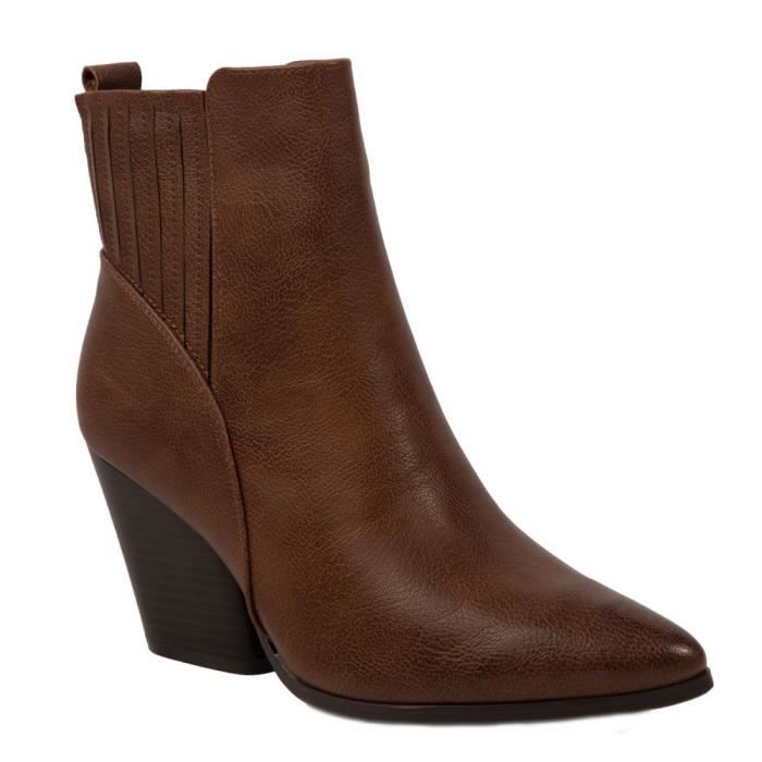 Bottine simili cuir femme online