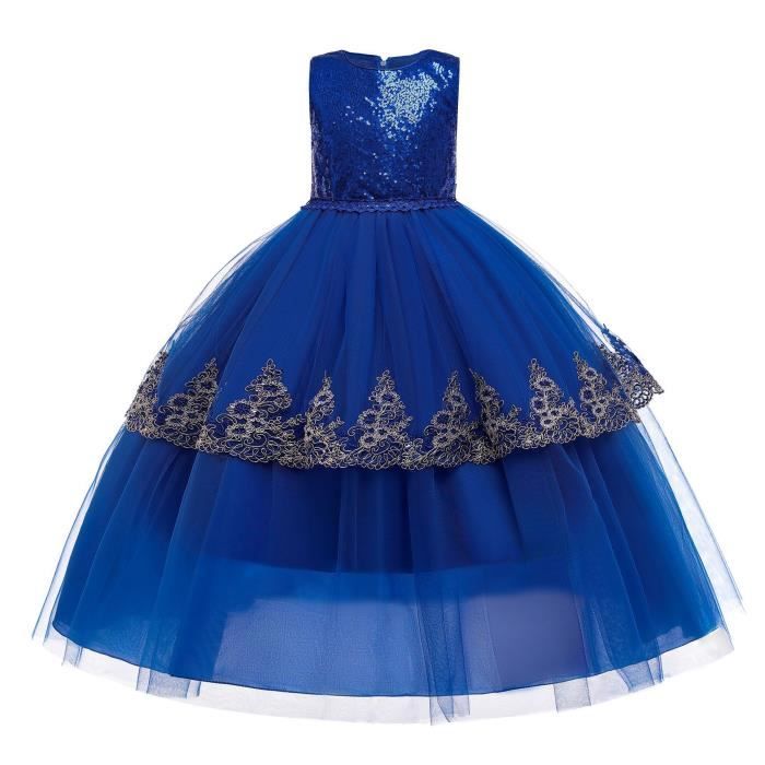 Robe de Princesse de Mariage Fille Longue en Tulle Robe Cérémonie